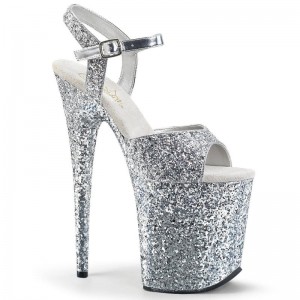 Pleaser Flamingo-810LG Hakken Dames Zilver | BELGIE BEVTMZQI