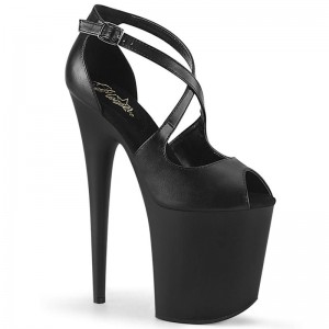 Pleaser Flamingo-821 Vegan Leather Hakken Dames Zwart | BELGIE BETQEPOK