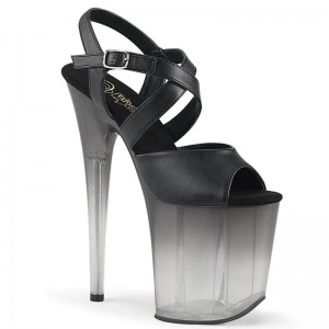 Pleaser Flamingo-822T Vegan Leather Hakken Dames Zwart | BELGIE BERYXDTG