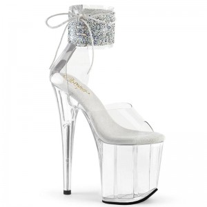 Pleaser Flamingo-824RS-02 Hakken Dames Zilver | BELGIE BEGDXEVJ