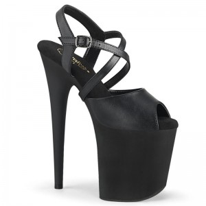 Pleaser Flamingo-824 Vegan Leather Hakken Dames Zwart | BELGIE BEEARMWN