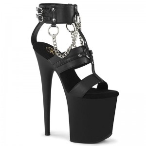Pleaser Flamingo-861 Vegan Leather Hakken Dames Zwart | BELGIE BENYUEZC