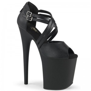 Pleaser Flamingo-865 Vegan Leather Hakken Dames Zwart | BELGIE BEUMHDPJ