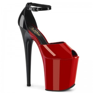 Pleaser Flamingo-868 Hakken Dames Rood Zwart | BELGIE BEQLRIYO