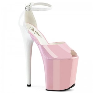 Pleaser Flamingo-868 Hakken Dames Roze Wit | BELGIE BEHXBDJP