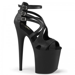 Pleaser Flamingo-877 Vegan Leather Hakken Dames Zwart | BELGIE BEBXJFLE