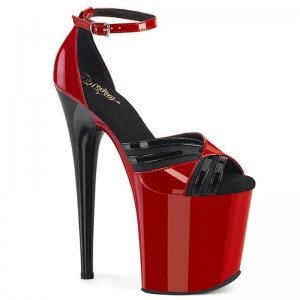 Pleaser Flamingo-884 Hakken Dames Rood Zwart | BELGIE BERXTSVA