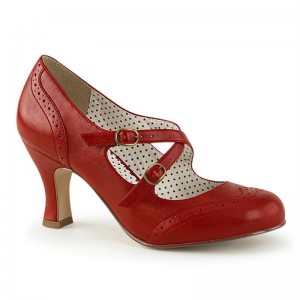 Pleaser Flapper-35 Vegan Leather Hakken Dames Rood | BELGIE BEGJABSO