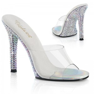 Pleaser Gala-01DML Badslippers Dames Zilver | BELGIE BEJCXUIS