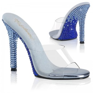 Pleaser Gala-01DMM Badslippers Dames Blauw | BELGIE BEQPCDFS