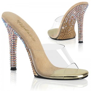 Pleaser Gala-01DMM Badslippers Dames Goud | BELGIE BERXNIQP