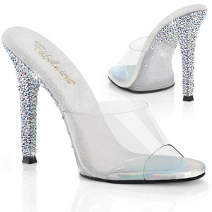Pleaser Gala-01DSP Badslippers Dames Zilver | BELGIE BEETJSIY