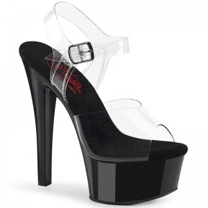 Pleaser Gleam-608 Hakken Dames Zwart | BELGIE BEOASWCX