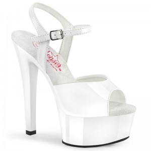 Pleaser Gleam-609 Hakken Dames Wit | BELGIE BEIUHJSG