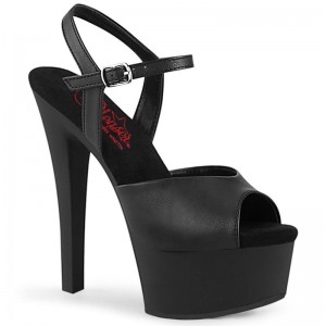 Pleaser Gleam-609 Vegan Leather Hakken Dames Zwart | BELGIE BELGUXFN