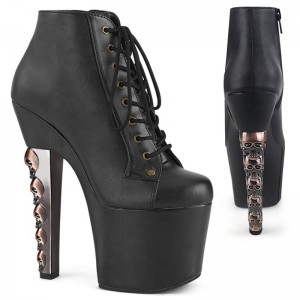 Pleaser Hex-1005 Vegan Leather Laarzen Dames Zwart | BELGIE BEVGZHRC