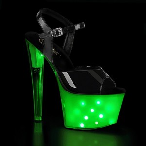 Pleaser Illuminator-709 Hakken Dames Zwart Wit | BELGIE BECJIPXQ