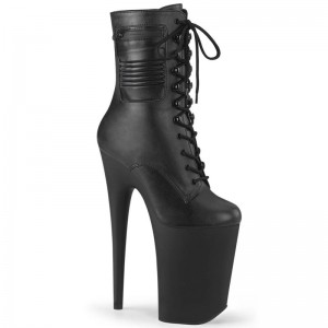 Pleaser Infinity-1020PK Vegan Leather Laarzen Dames Zwart | BELGIE BEXIEZFG