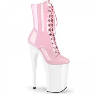 Pleaser Infinity-1020 Laarzen Dames Roze Wit | BELGIE BENHARCE