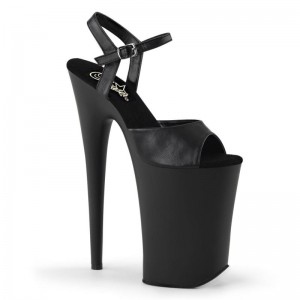 Pleaser Infinity-909 Vegan Leather Hakken Dames Zwart | BELGIE BEVFXHZI