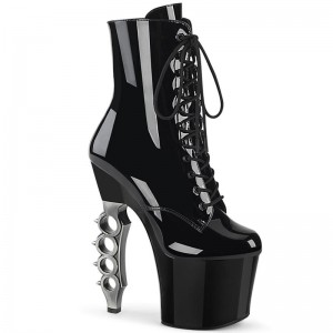 Pleaser Irongrip-1020 Laarzen Dames Zwart Zilver | BELGIE BELRZAGH