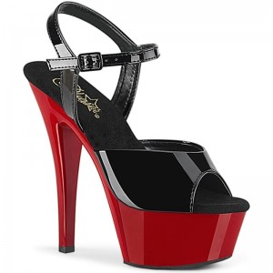Pleaser Kiss-209 Hakken Dames Zwart Rood | BELGIE BEZJMBVH