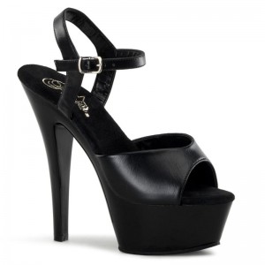 Pleaser Kiss-209 Leather Hakken Dames Zwart | BELGIE BEWFZNUE