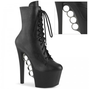 Pleaser Knucks-1020 Vegan Leather Laarzen Dames Zwart | BELGIE BEPYXQME