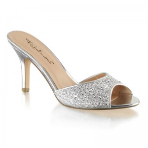 Pleaser Lucy-01 Badslippers Dames Zilver | BELGIE BEALNIFQ