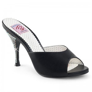 Pleaser Monroe-05 Vegan Leather Badslippers Dames Zwart | BELGIE BETUSKCH