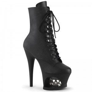 Pleaser Moon-1020SK Vegan Leather Laarzen Dames Zwart | BELGIE BEAONWVM