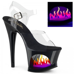 Pleaser Moon-708FLM Hakken Dames Zwart | BELGIE BEXBGTCV