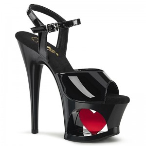 Pleaser Moon-709H Hakken Dames Zwart Rood | BELGIE BEHJODFQ