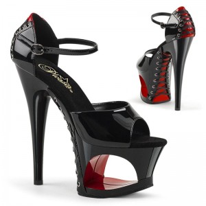 Pleaser Moon-760FH Hakken Dames Rood Zwart | BELGIE BETQJXCM