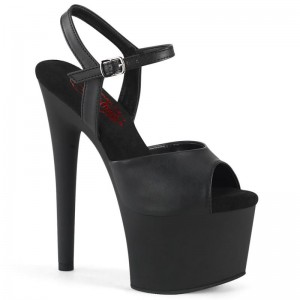 Pleaser Passion-709 Vegan Leather Hakken Dames Zwart | BELGIE BECXGOVT