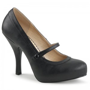 Pleaser Pinup-01 Vegan Leather Hakken Dames Zwart | BELGIE BEMXUYVP
