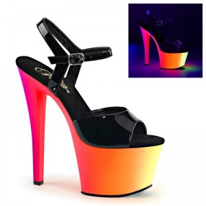 Pleaser Rainbow-309UV Hakken Dames Zwart Gekleurd | BELGIE BEHXSLCU