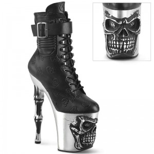 Pleaser Rapture-1020STR-02 Vegan Leather Laarzen Dames Zwart Zilver | BELGIE BEPMEBZF