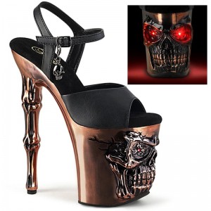 Pleaser Rapture-809-LT Faux Leather Hakken Dames Zwart Bruin | BELGIE BEFYXPWO