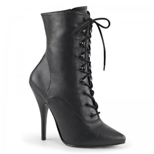 Pleaser Seduce-1020 Vegan Leather Laarzen Dames Zwart | BELGIE BESHQMFR