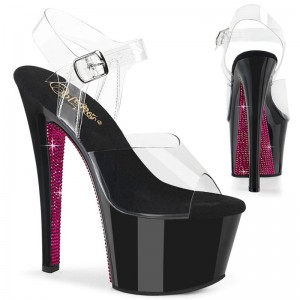 Pleaser Sky-308CRS Hakken Dames Zwart Roze | BELGIE BEUHSTYL