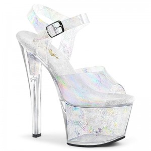 Pleaser Sky-308N Hologram Hakken Dames Zilver | BELGIE BEYVLAZB