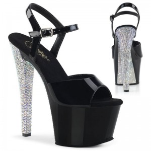 Pleaser Sky-309CHRS Hakken Dames Zwart Zilver | BELGIE BEOKGULH