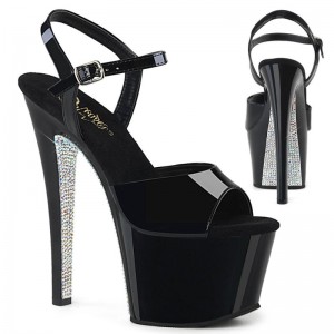 Pleaser Sky-309CRS Hakken Dames Zwart Zilver | BELGIE BERCYBTP