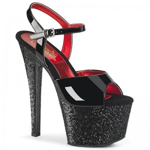 Pleaser Sky-309 Glitter Hakken Dames Zwart | BELGIE BEVFKGDP
