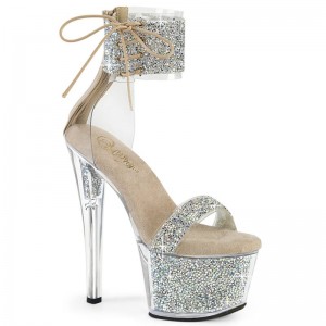 Pleaser Sky-327RSI Hakken Dames Zilver Beige Zilver | BELGIE BEMGKETR