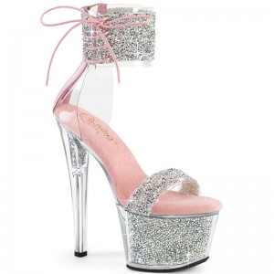 Pleaser Sky-327RSI Hakken Dames Zilver Roze | BELGIE BELZOCSV