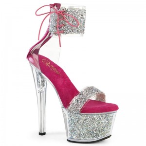 Pleaser Sky-327RSI Hakken Dames Zilver Roze | BELGIE BEWELYKZ
