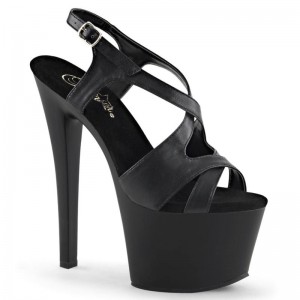 Pleaser Sky-330 Vegan Leather Hakken Dames Zwart | BELGIE BEHXCWNB