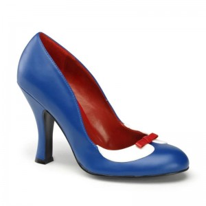 Pleaser Smitten-05 Vegan Leather Hakken Dames Blauw Wit | BELGIE BEQSLITG